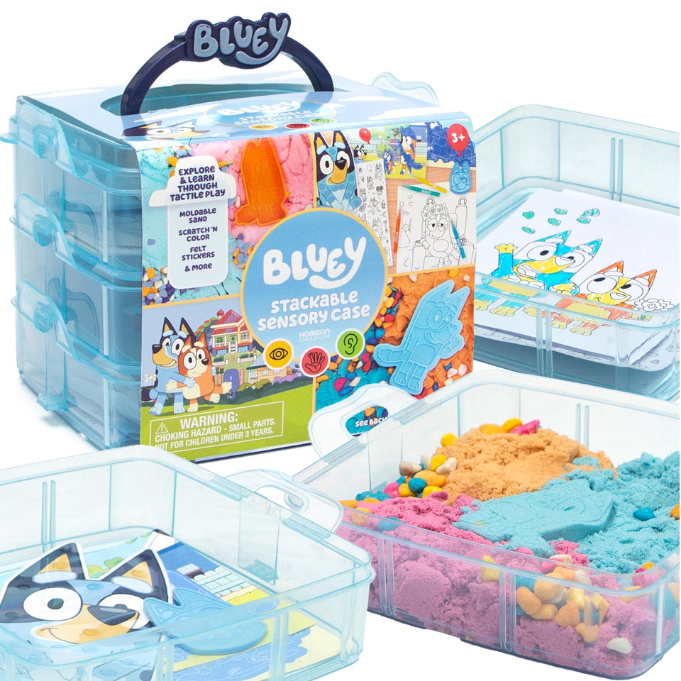Horizon Bluey Stackable Sensory Case bin for portable, tidy playtime.