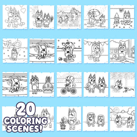 Bluey tablet clip secures inserts for easy coloring sessions