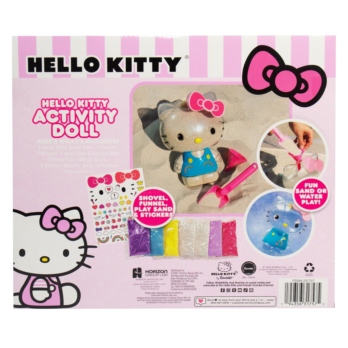 Horizon Hello Kitty Activity Doll easy to clean and reusable for ongoing play sessions.