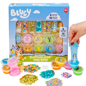 Horizon Slimygloop Mix'Ems bluey slimes with character lids for sensory play