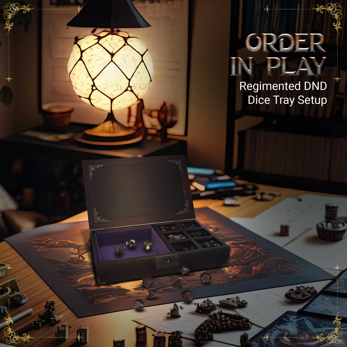 HORNATE metal dice tray keeps your roll area tidy and durable during sessions
