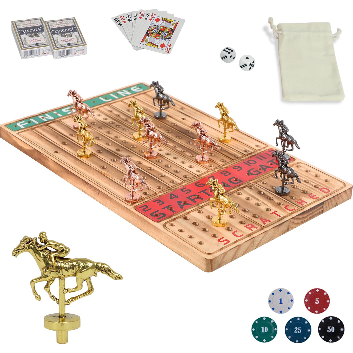 HOROW wooden deluxe board for immersive horse racing gameplay