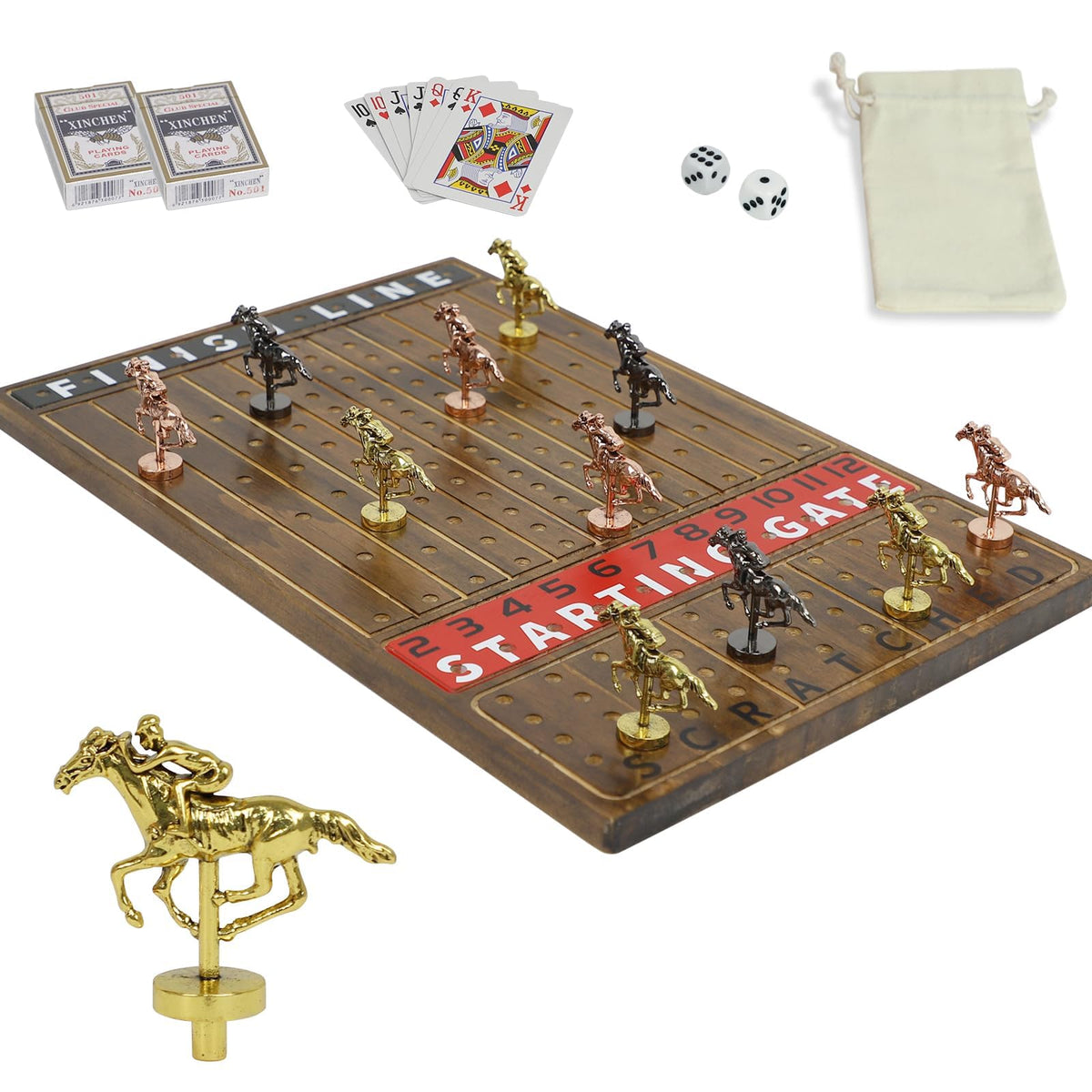HOROW Horse Racing Game board made of solid wood with vivid UV printing for durable family play