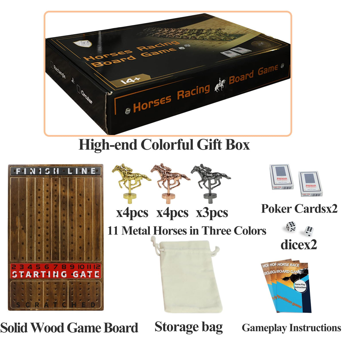 HOROW dice and cards included for quick setup and dynamic race strategies