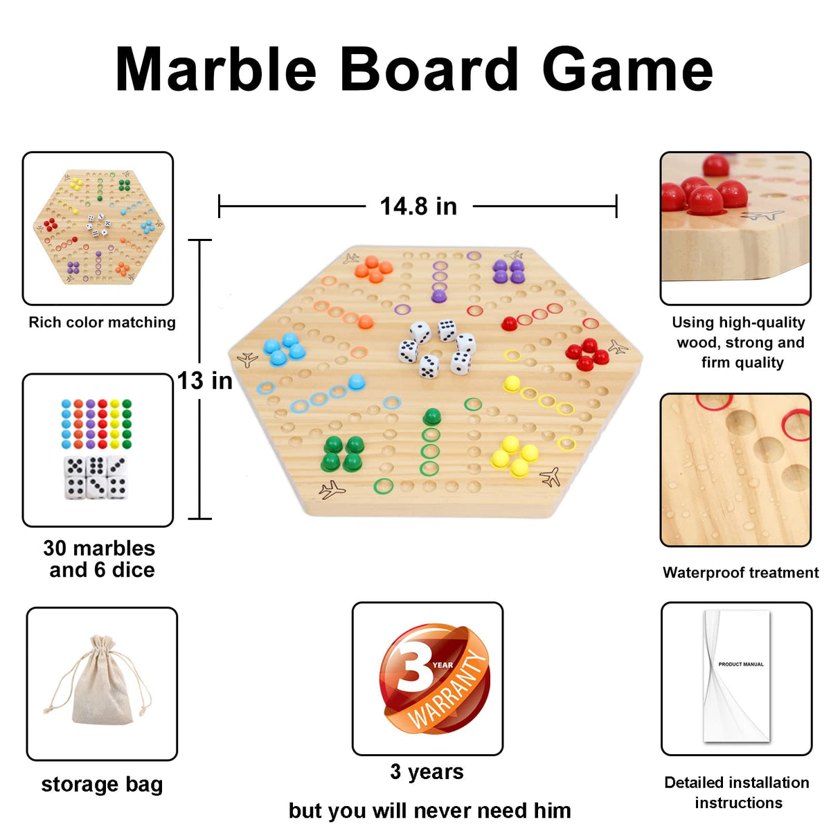 HOROW Wahoo velvet drawstring pouch stores marbles and dice securely.