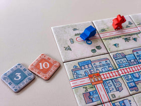 Horrible Guild Railroad Tiles table presence with colorful landscape on board.
