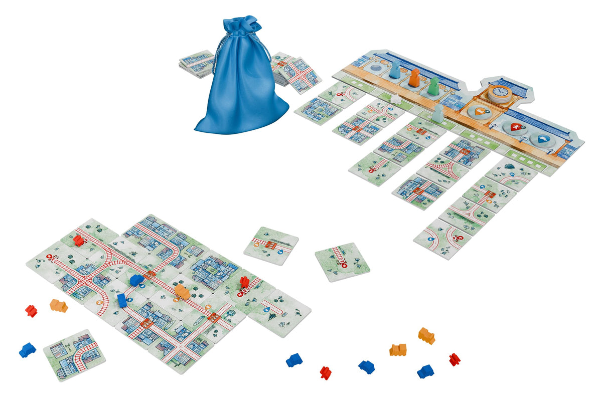 Horrible Guild Railroad Tiles features train cars and travelers during gameplay.