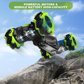HOSHIPLAY gesture RC car green top view highlights instant transform