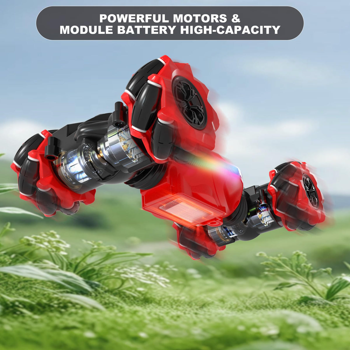 HOSHIPLAY Gesture RC Car Red top view for compact indoor thrills