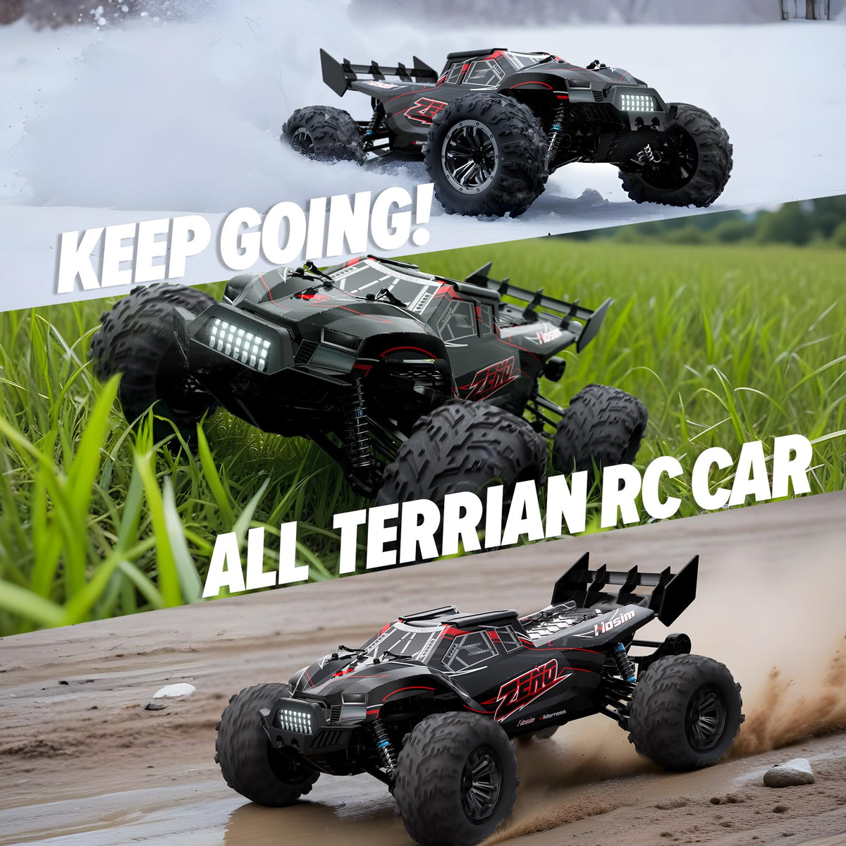 Hosim 1/10 RC Car dual 1500mAh batteries for extended playtime