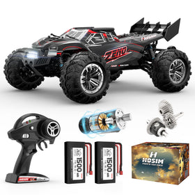 Hosim 1/10 RC Car front view with LED lights for all-weather racing