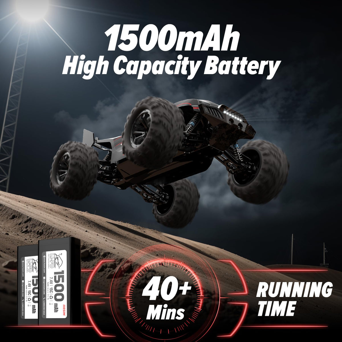 Hosim 1/10 RC Car top view highlighting heat sinks for cooling