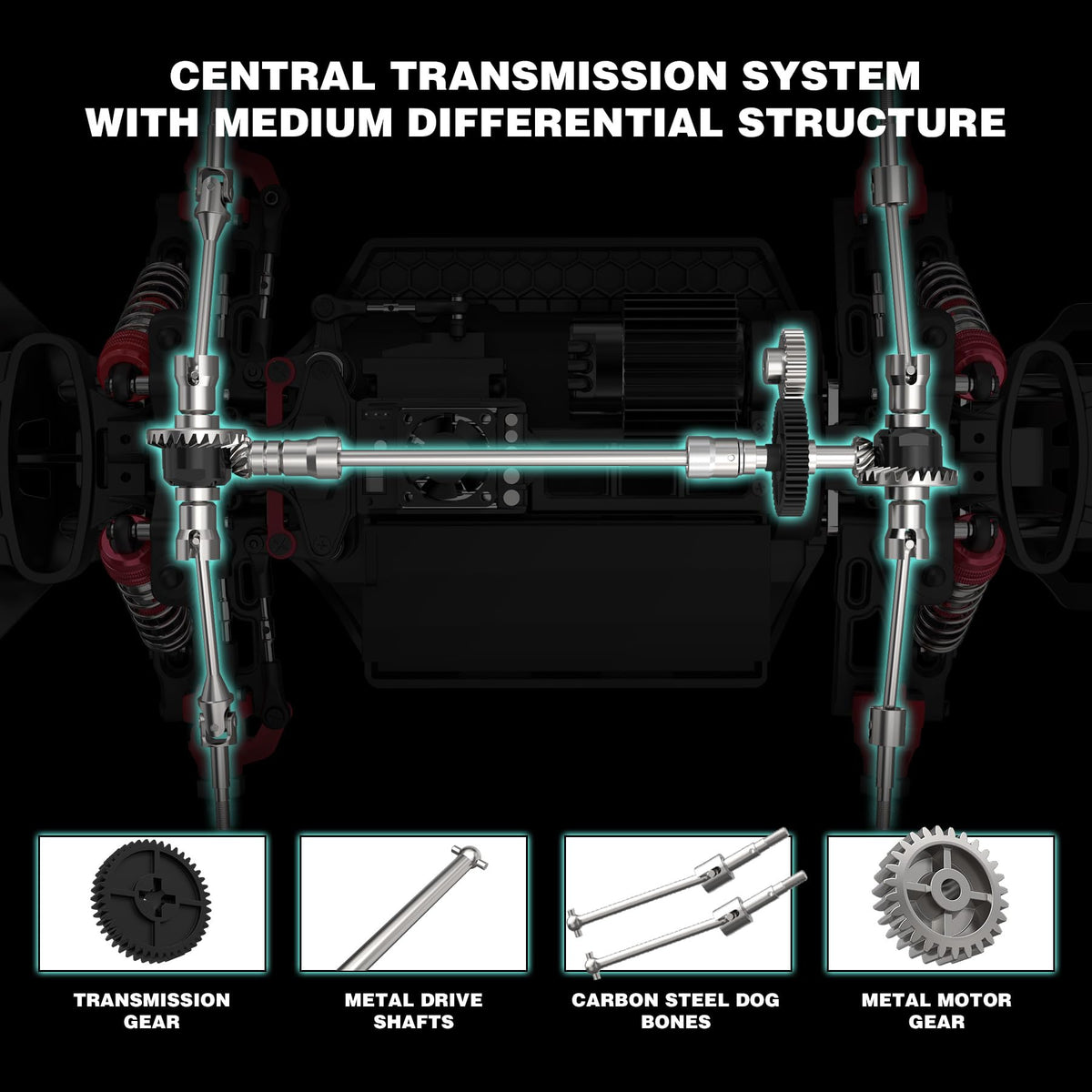 Hosim CNC aluminum chassis with carbon steel drivetrain for strength