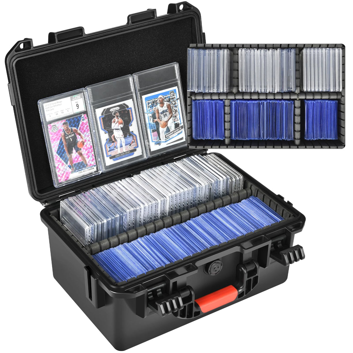 HOSOCASE sports card case with 300+ slabs capacity keeps PSA slabs organized and protected.
