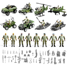 HOSPONY 58-in-1 army toy set helicopter for aerial scenes