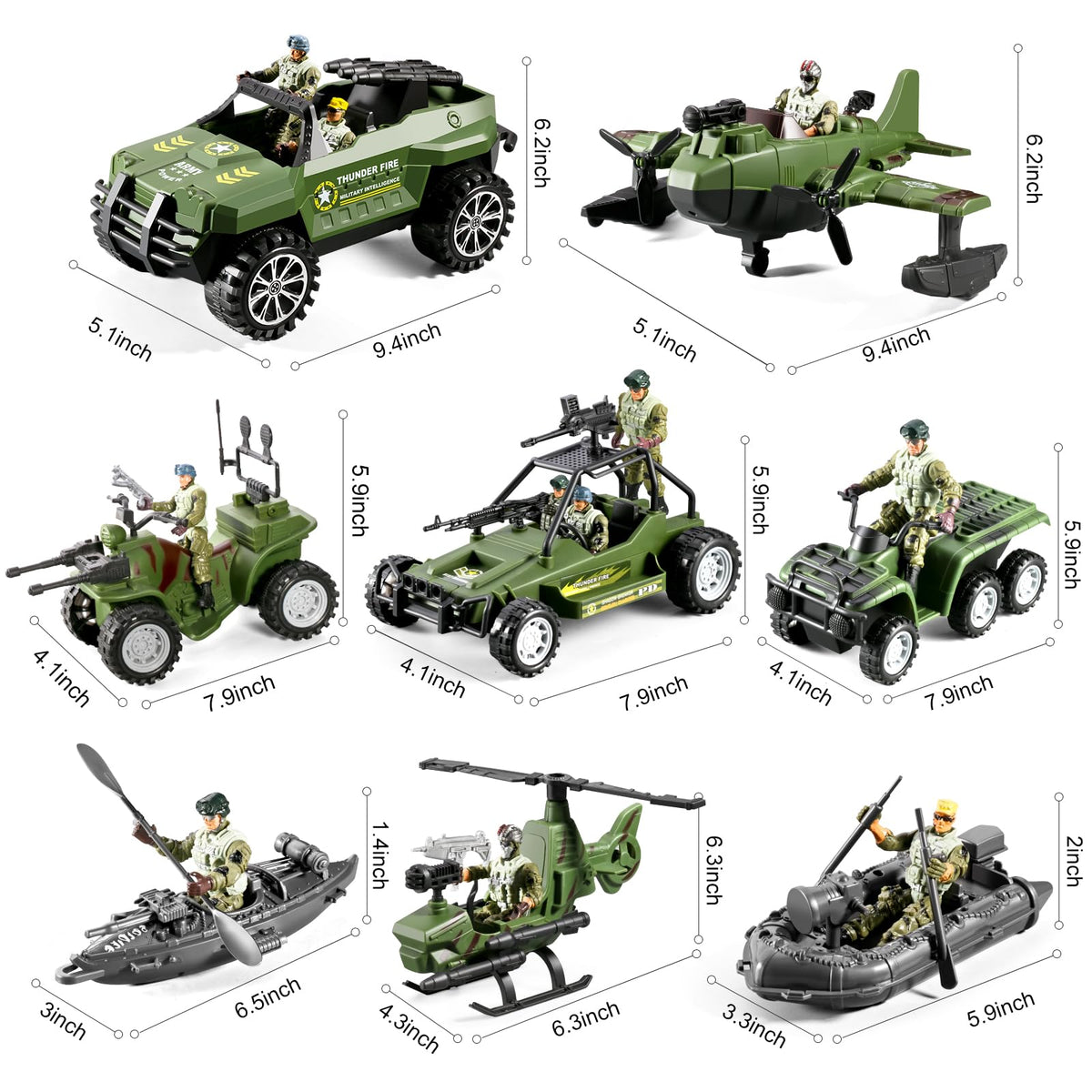 HOSPONY 58-in-1 army toy set kayak for water battles