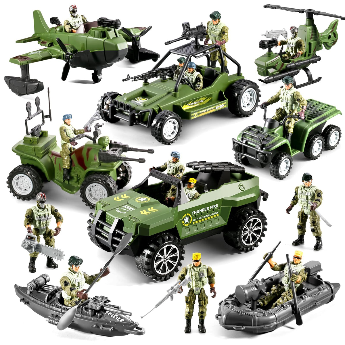 HOSPONY 58-in-1 army toy set truck for action packed play