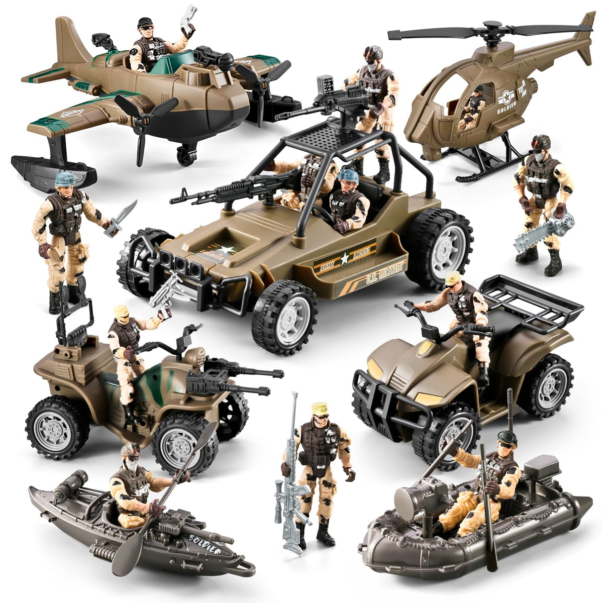 Hospony army truck image: durable play vehicle for imaginative battles.