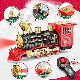 Hot Bee train locomotive front view with bright lights for exciting night-time pretend runs.