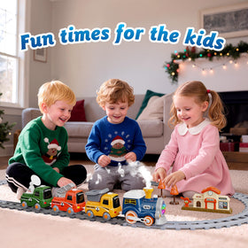 Hot Bee train set dump truck car in action boosting storytelling and fine motor skills.