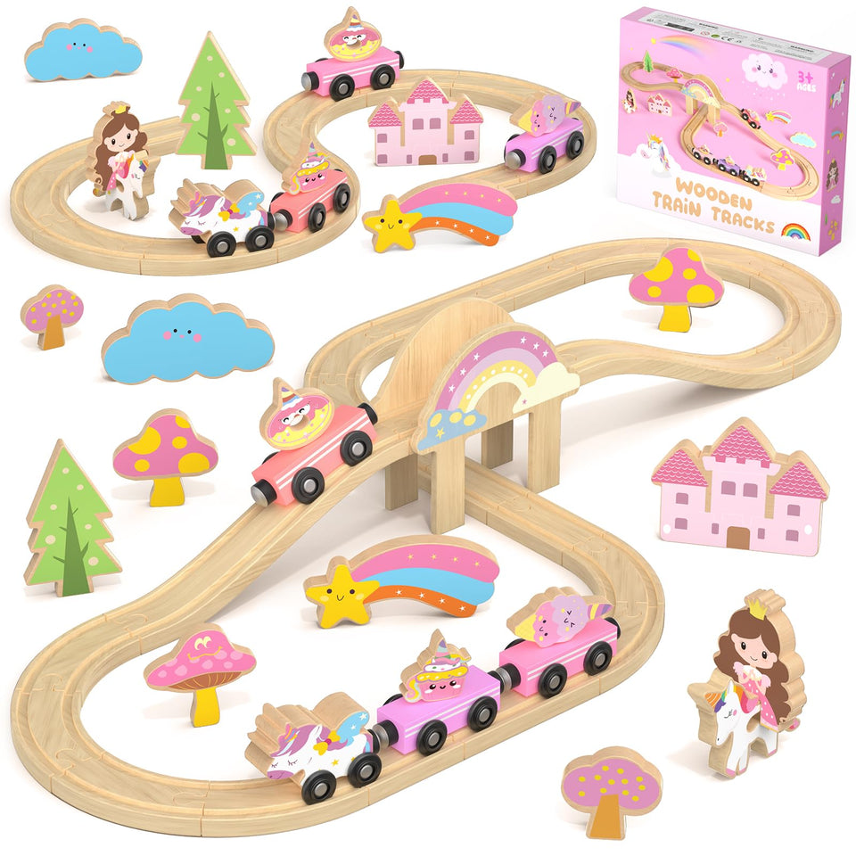 Hot Bee Unicorn Train Set with pink track sparks imaginative play.