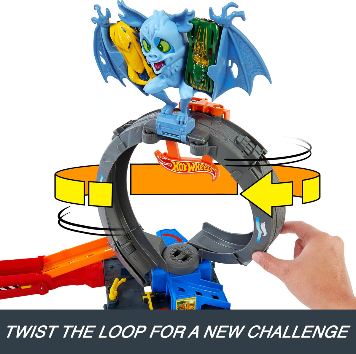 Hot Wheels 1:64 scale vehicle included for immediate action.