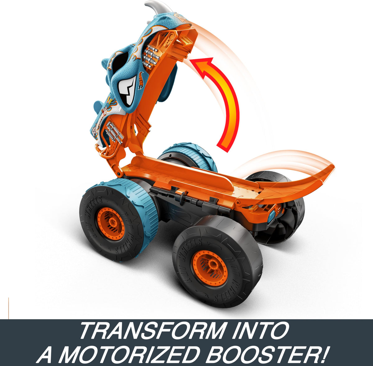 Hot Wheels track compatibility enables launches from the booster to new adventures.