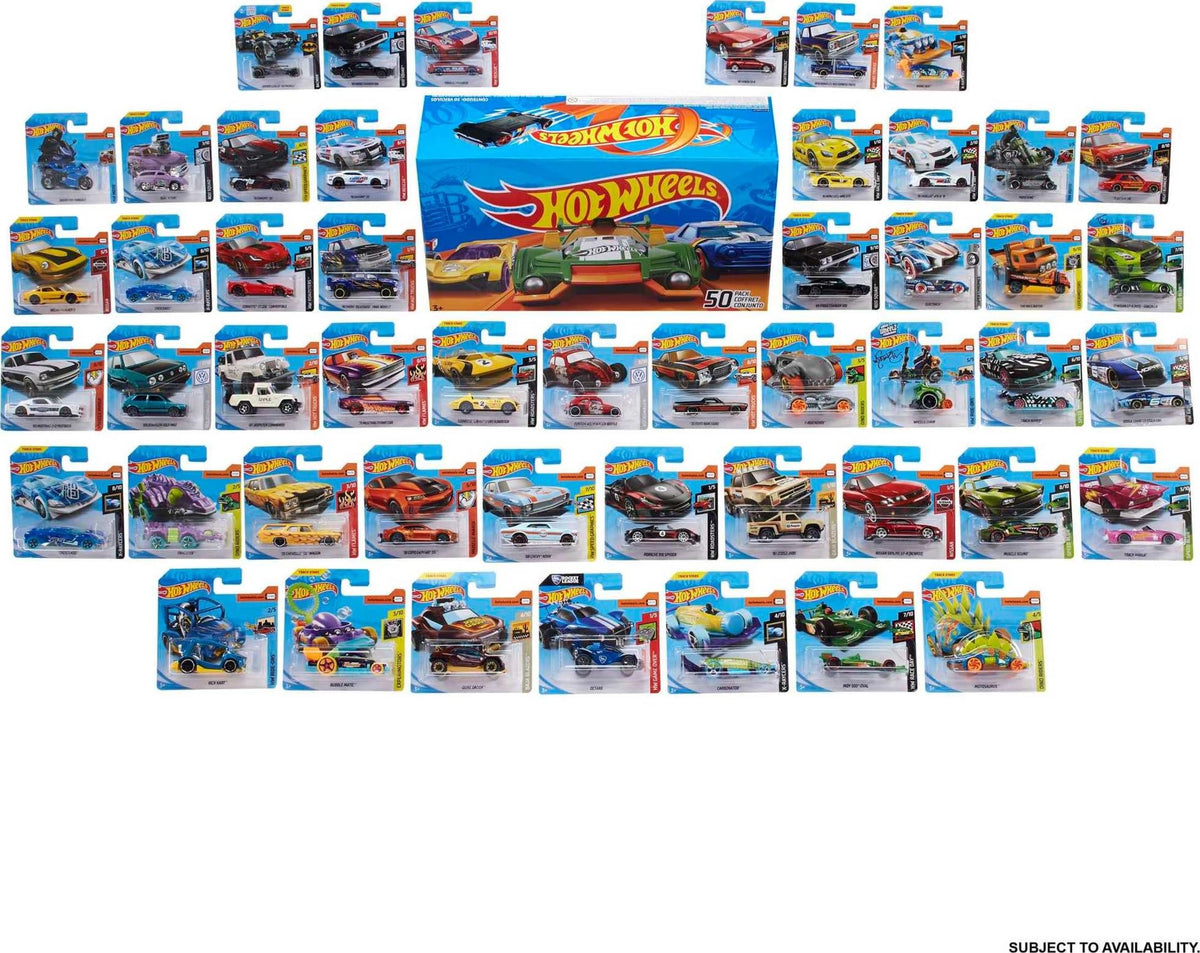 Hot Wheels 50-pack gift-ready set for kids and collectors.