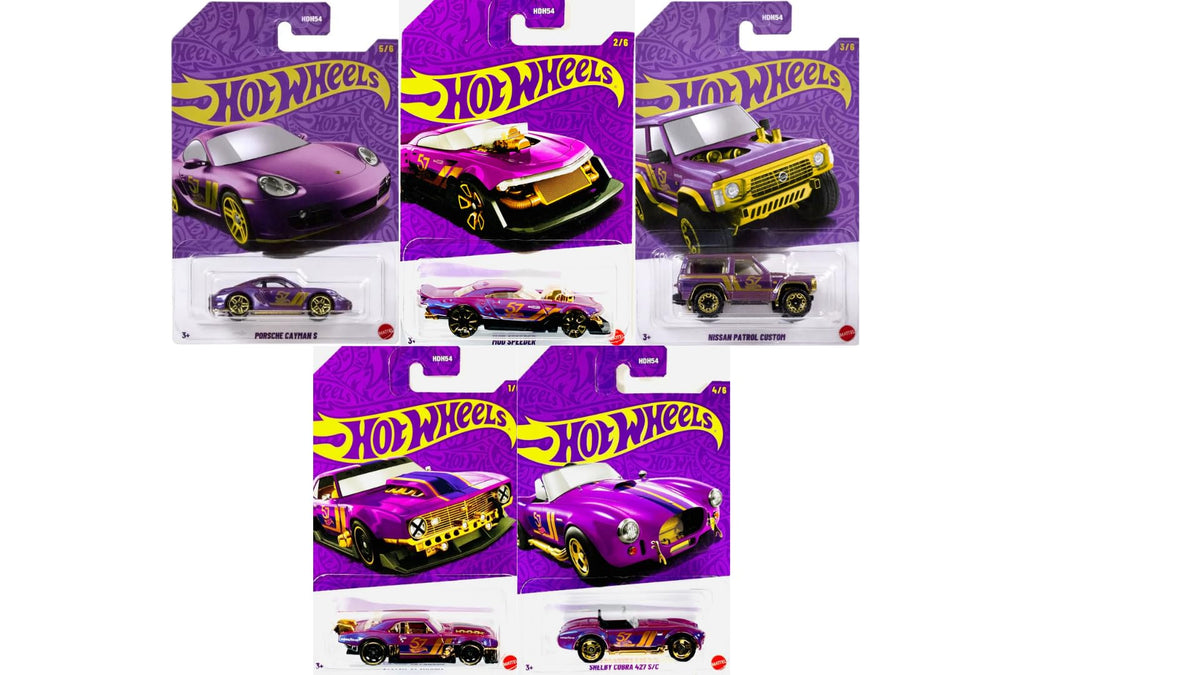 Hot Wheels 57th Anniversary Pearl & Chrome display box for easy display and secure storage.