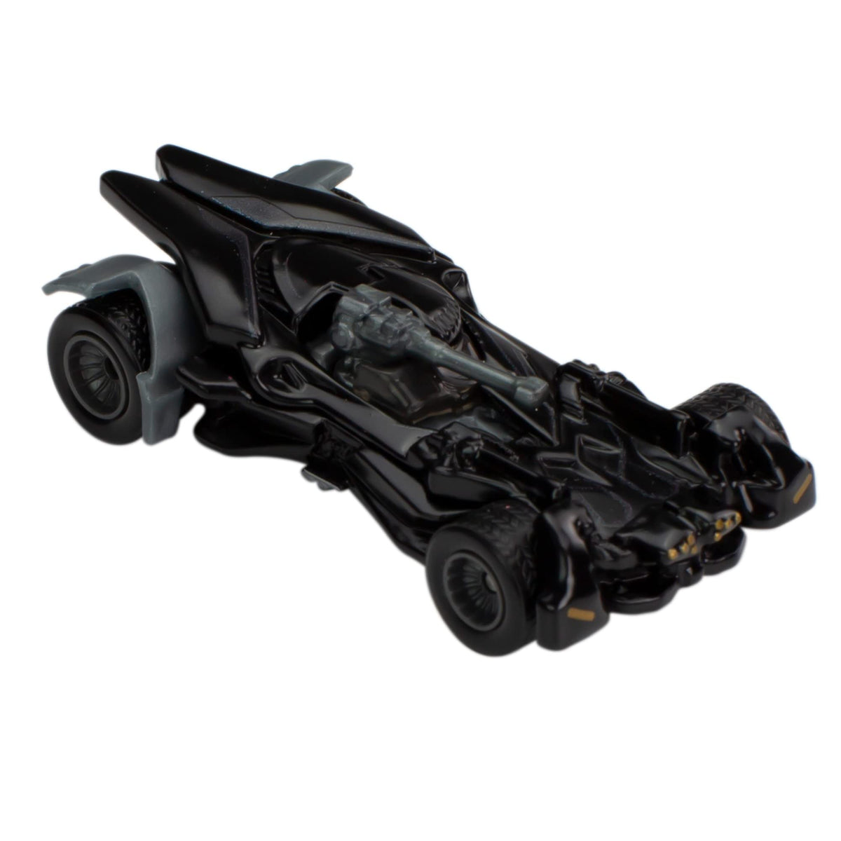 Hot Wheels Batman Batmobile detailed emblems for authentic look.