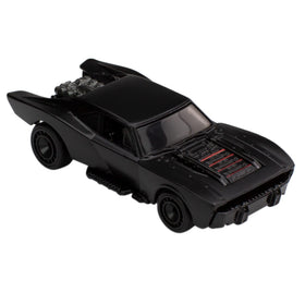 Hot Wheels Batman Batmobile front view highlighting iconic design.