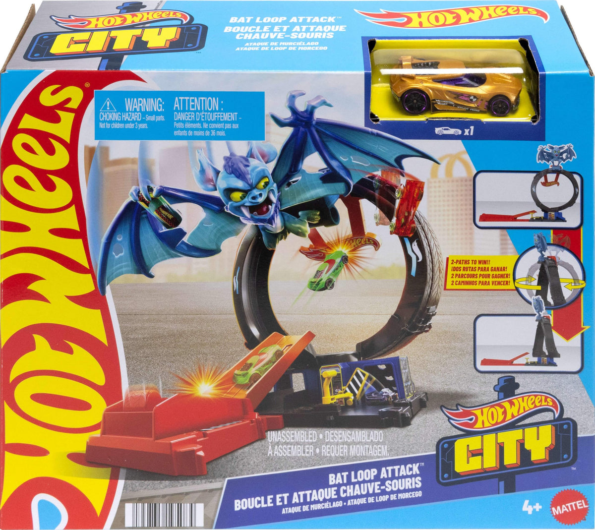 Hot Wheels big tire loop turn adds dynamic motion and surprises.