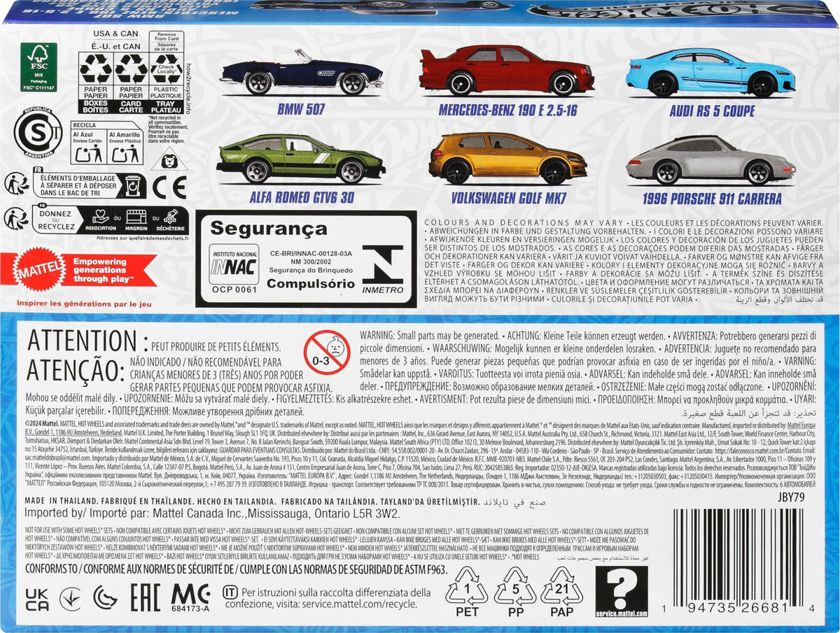 Hot Wheels BMW 1:64 scale features precise front and rear details for display.