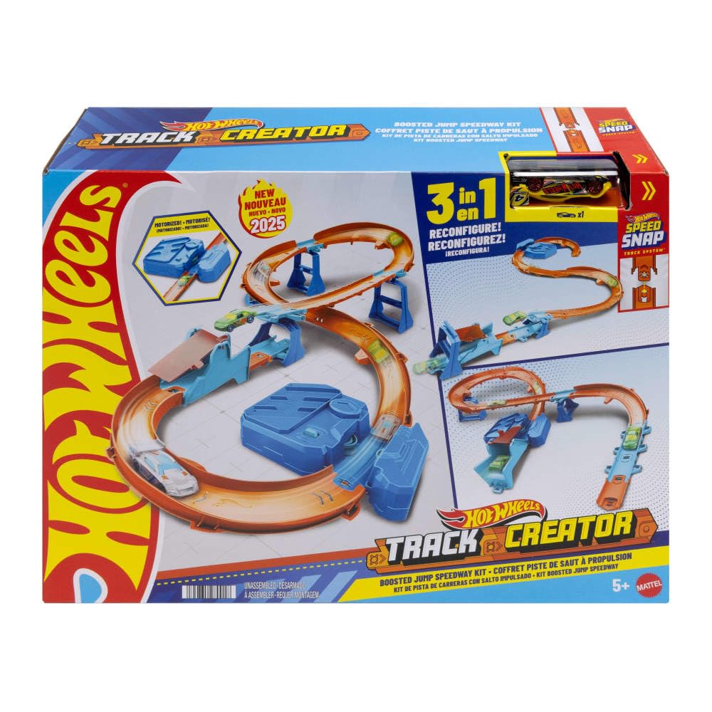 Hot Wheels Boosted Jump Speedway set ready for fast-track racing.