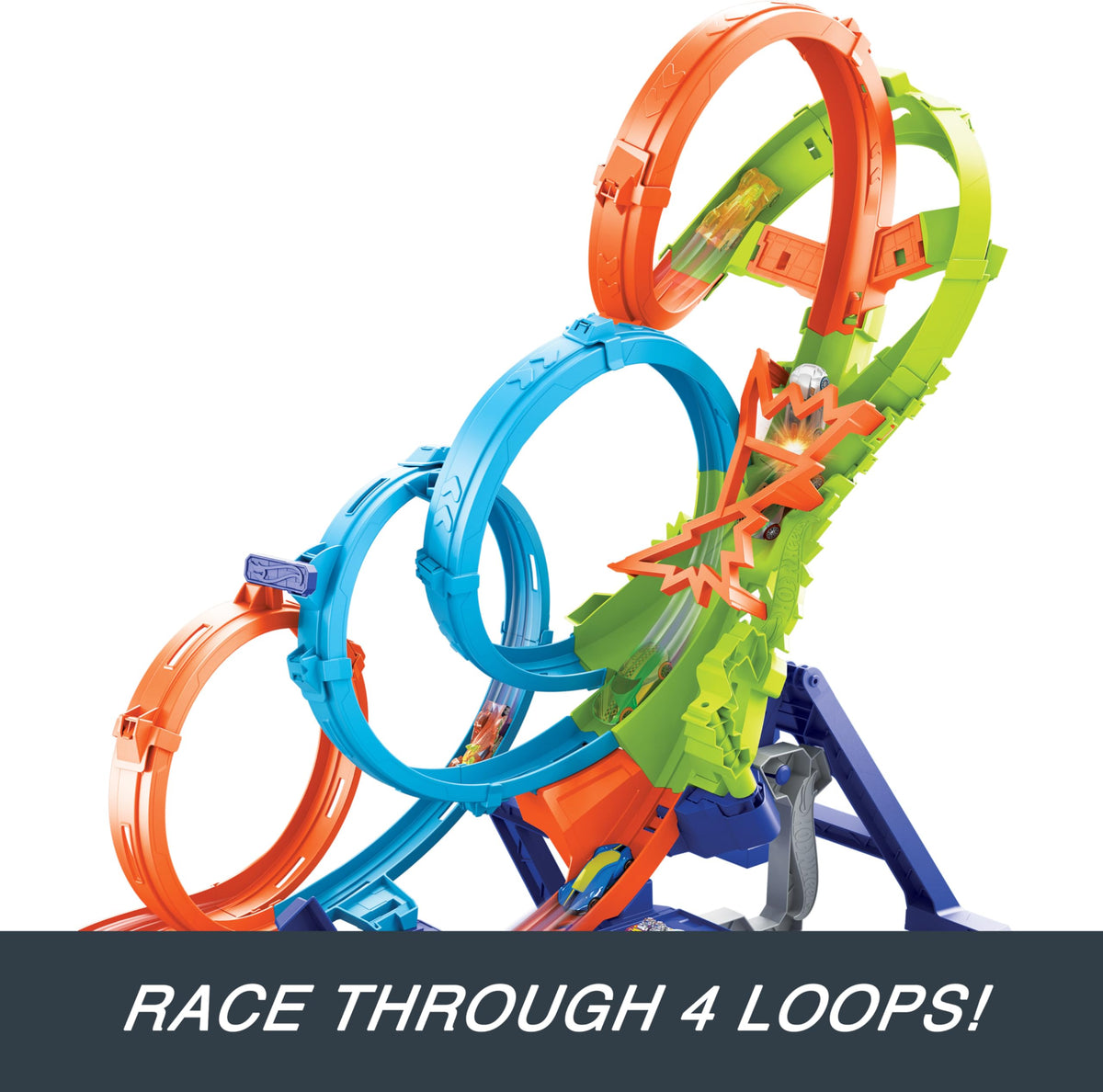 Hot Wheels Booster accommodates up to five cars for quick swaps.