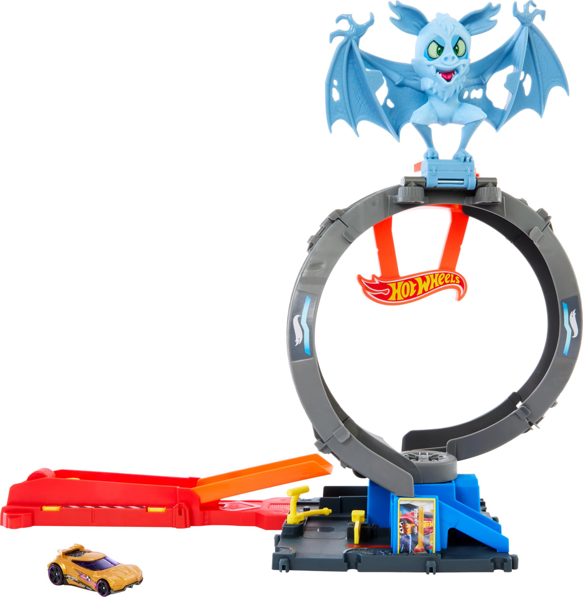 Hot Wheels City Bat Tire Shop loop—dynamic play for imaginative racing adventures.