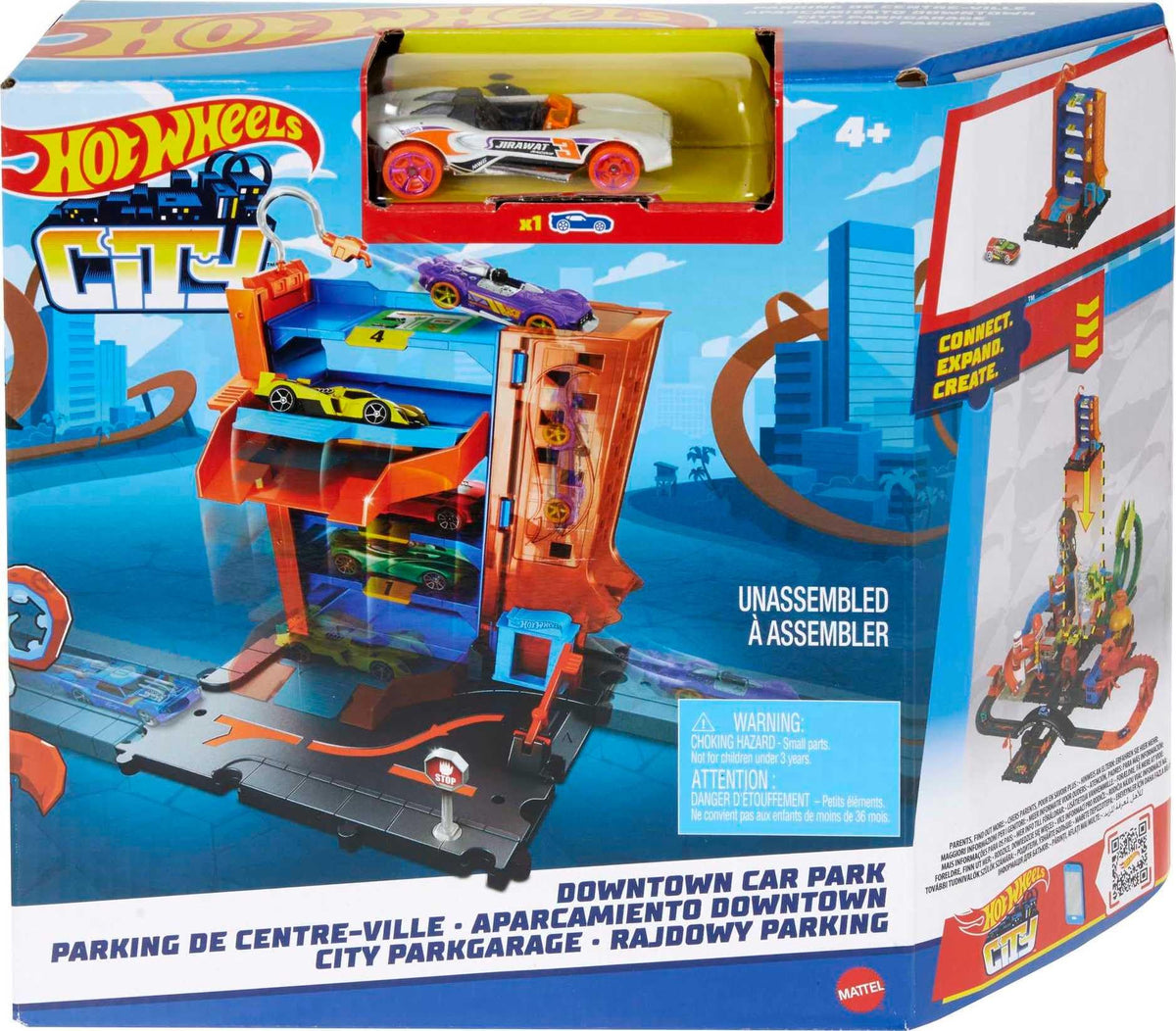 Hot Wheels City Downtown Car Park 4 level design for multi car play and easy storage.
