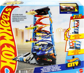 Hot Wheels City Transforming Race Tower compatibility with other sets extends play and racing adventures.