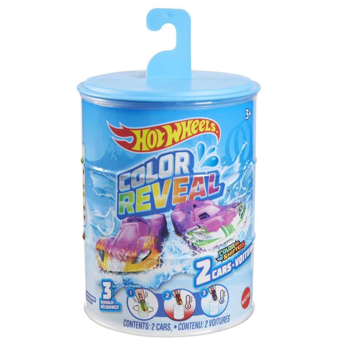 Hot Wheels Color Reveal 2-Pack storage barrel doubles as dunk tank for storage and play.