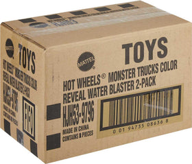 Hot Wheels Color Reveal Monster Trucks packaging includes two trucks and tank