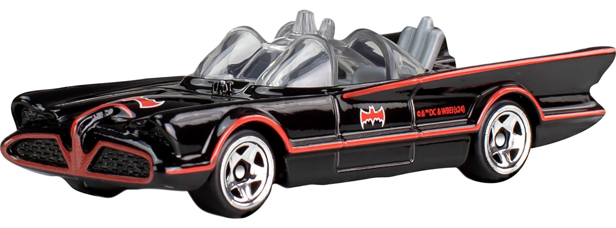 Hot Wheels The Dark Knight Trilogy Batmobile close-up captures sculpted details and metallic sheen.