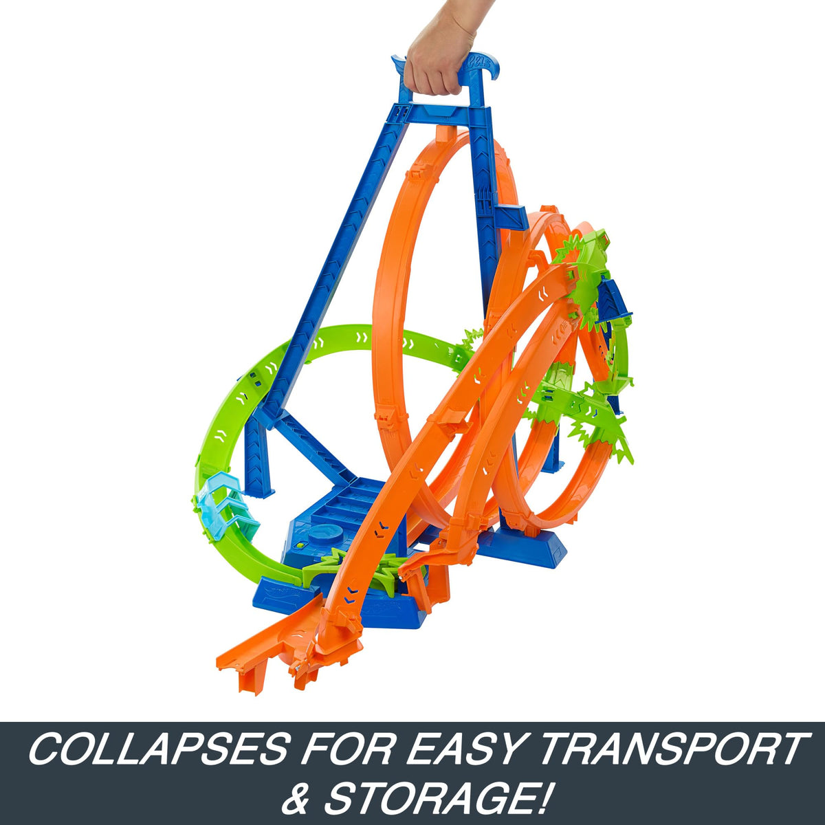Hot Wheels Epic Crash Dash car in action on a multi-zone track.