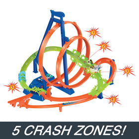 Hot Wheels Epic Crash Dash loop detail highlights thrilling loops and smooth motion.