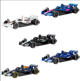 Hot Wheels F1 2024 pack front view, showcases signature team colors.