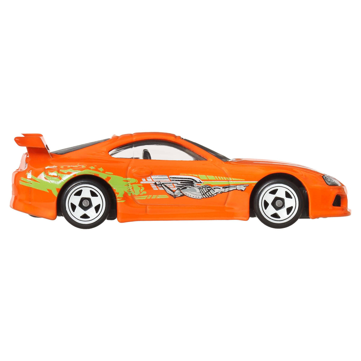 Hot Wheels Fast & Furious 1:64 model detail close-up highlights vivid paint and embellishments.