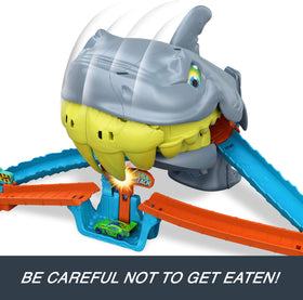 Hot Wheels figure-8 stunt knocks out the shark.