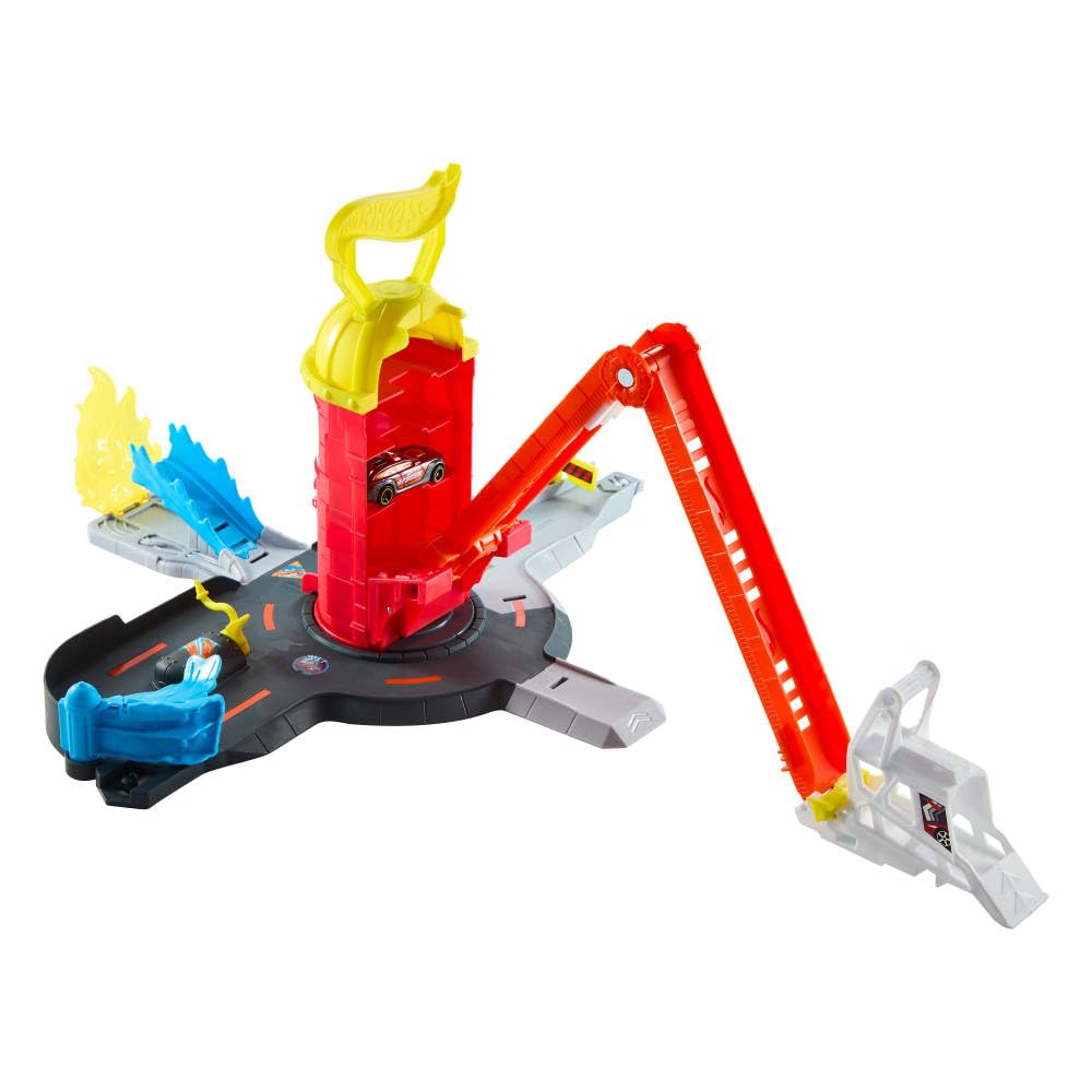 Hot Wheels Fire Station base provides storage space for up to three cars.