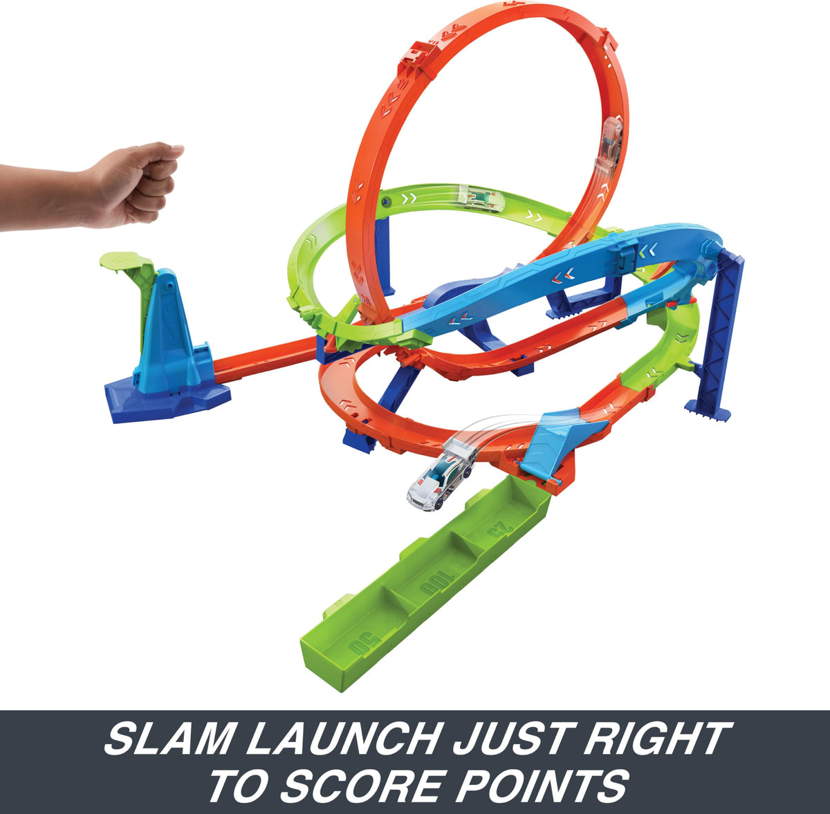 Hot Wheels foldable track storage showcases easy cleanup and tidy play space.