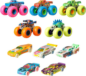 Hot Wheels glow-cars 1-64 enhances nighttime racing fun and collectability.