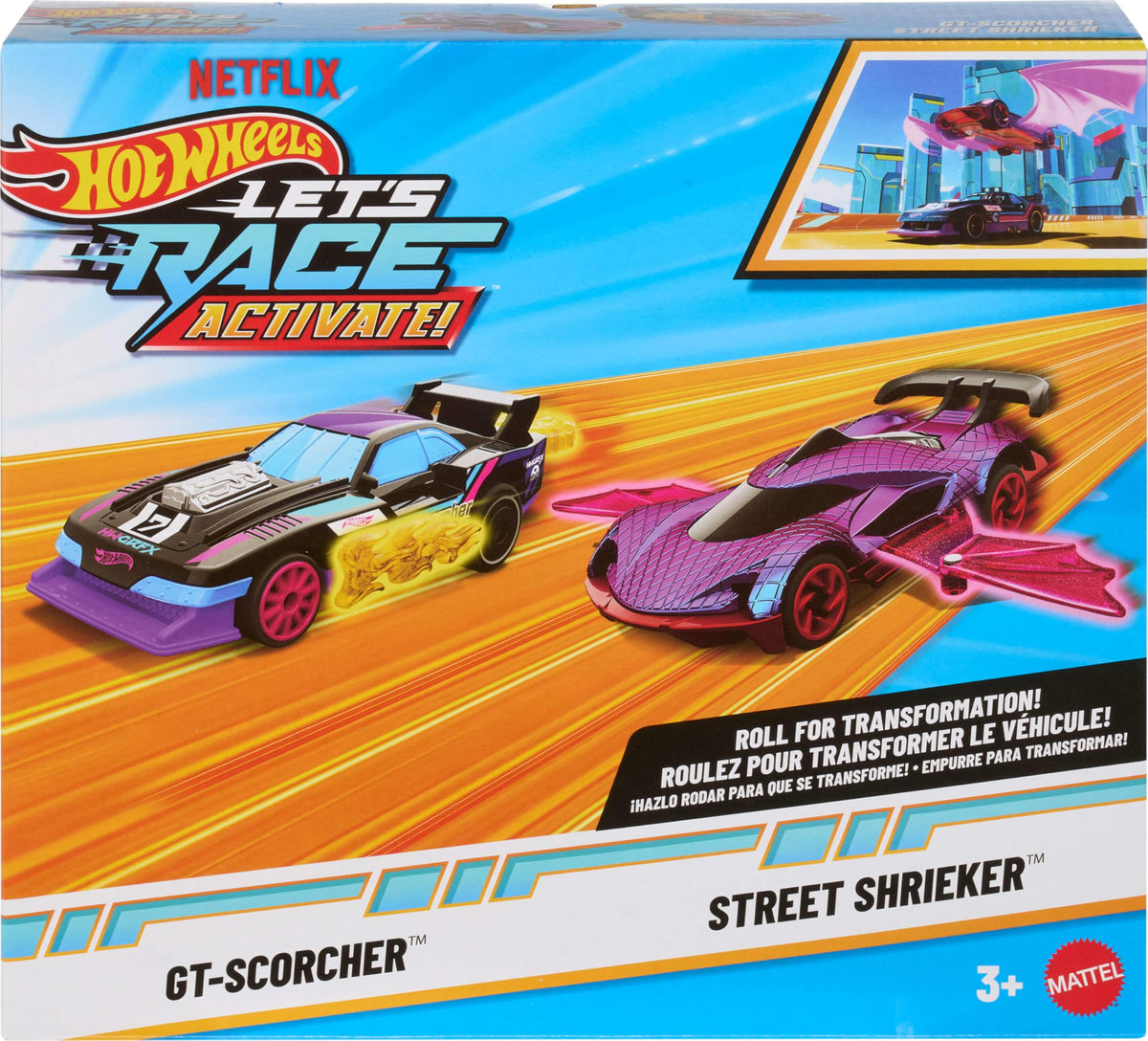 Hot Wheels Lets Race Activate two-pack packaging shown for gifting.